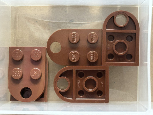 LEGO Parts - Reddish Brown Plate, Modified 2 x 3 with Hole - No 3176 - QTY 5