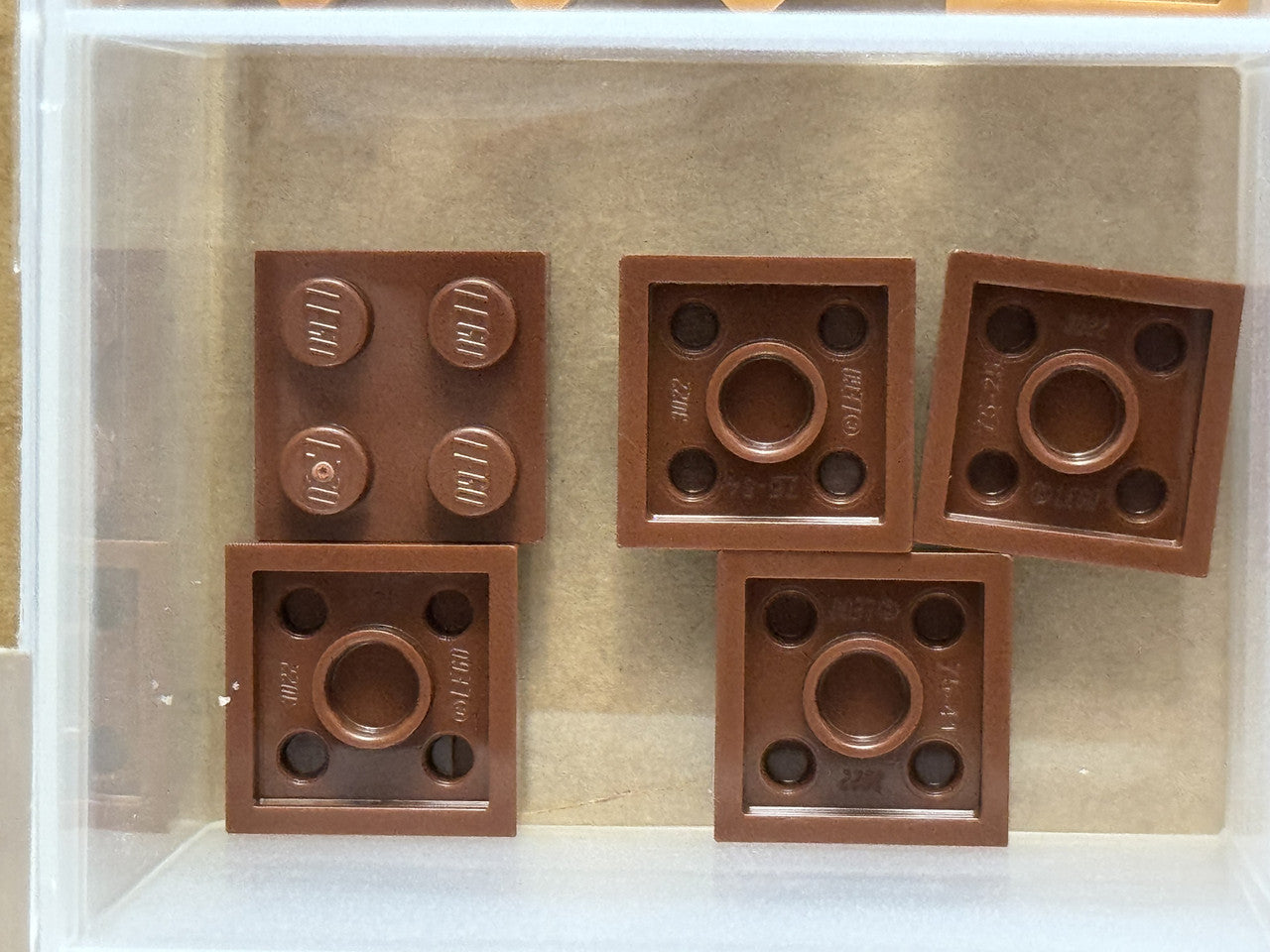 LEGO Parts - Reddish Brown Plate 2 x 2 - No 3022 - QTY 5