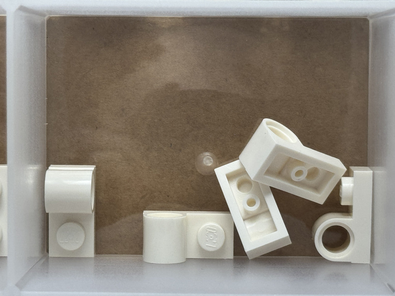 LEGO Parts - White Plate, Modified 1 x 2 with Pin Hole on Top - No 11458 - QTY 5