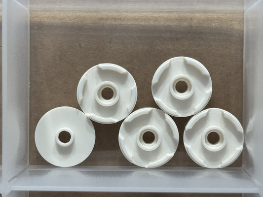 LEGO Parts - White Tile, Round 2 x 2 with Open Stud - No 18674 - QTY 5