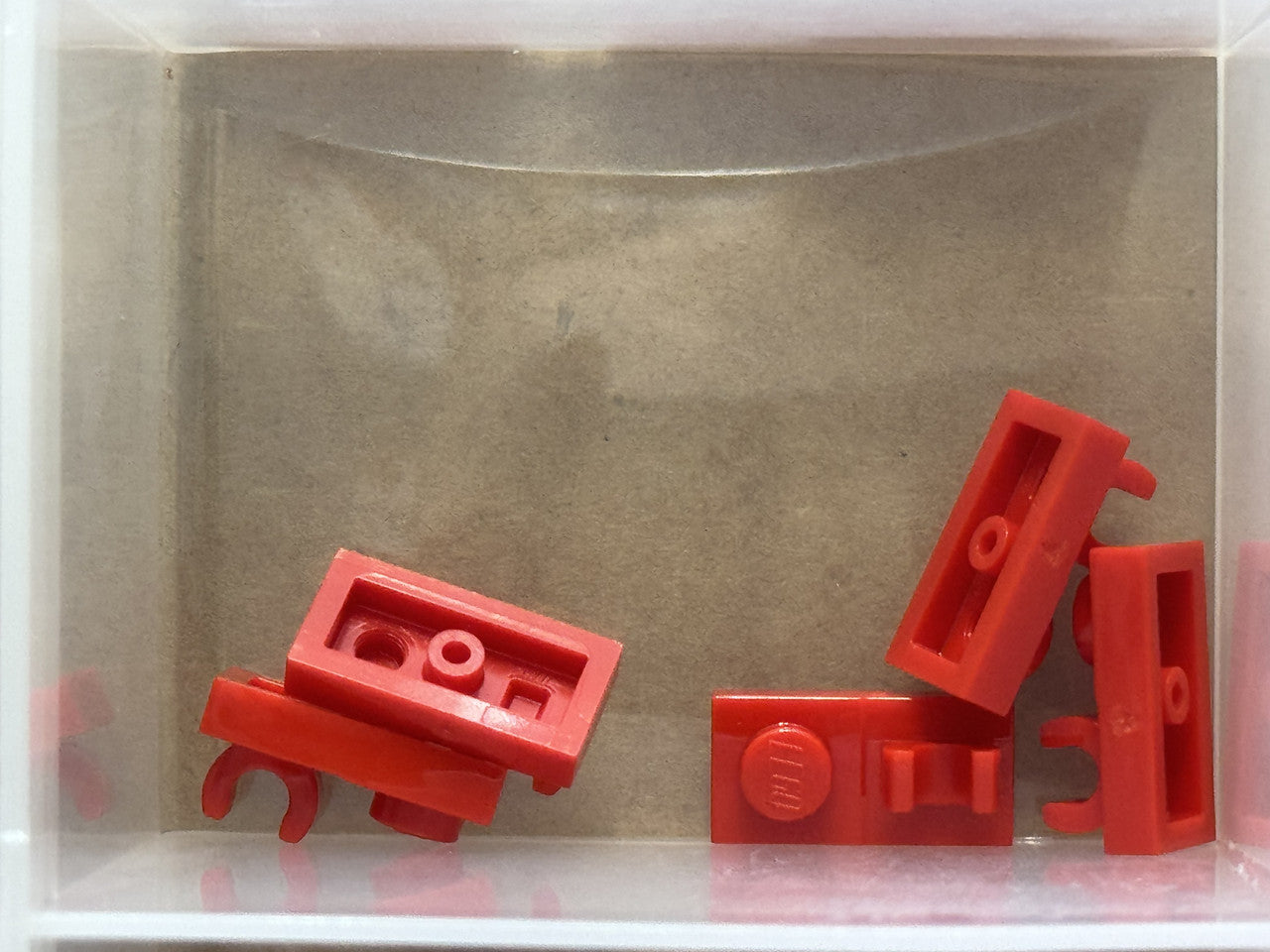 LEGO Parts - Red Plate 1 x 2 with Clip with Center Cut on Top - No 92280 - QTY 5