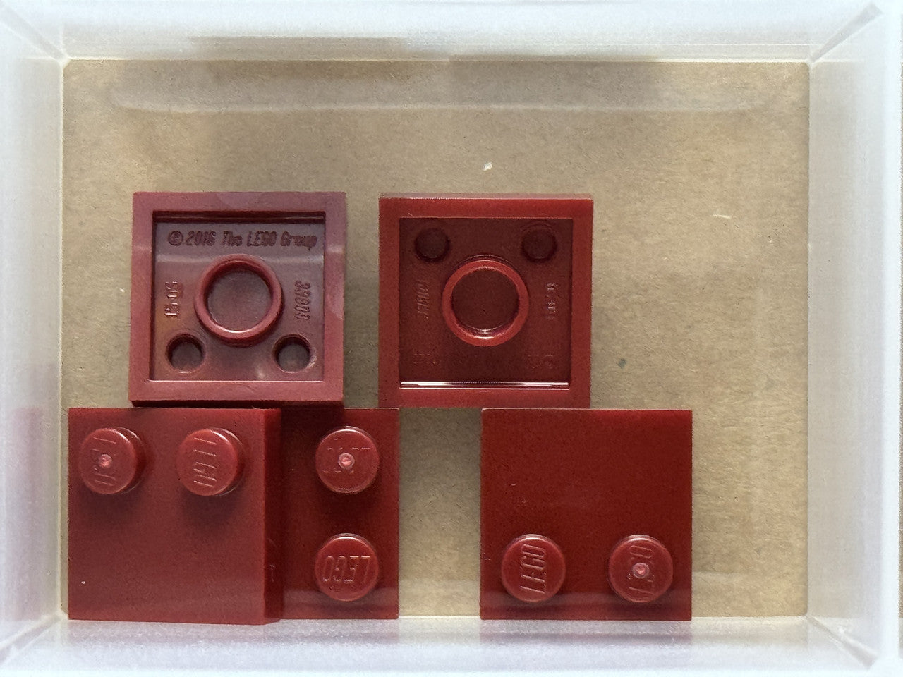 LEGO Parts - Dark Red Tile, Modified 2 x 2 with Studs on Edge - No 33909 - QTY 5