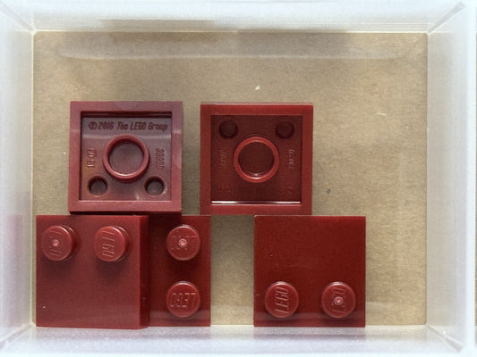 LEGO Parts - Dark Red Tile, Modified 2 x 2 with Studs on Edge - No 33909 - QTY 5