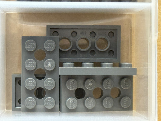 LEGO Parts - Dark Bluish Gray Technic, Plate 2 x 4 3 Holes - No 3709 - QTY 5