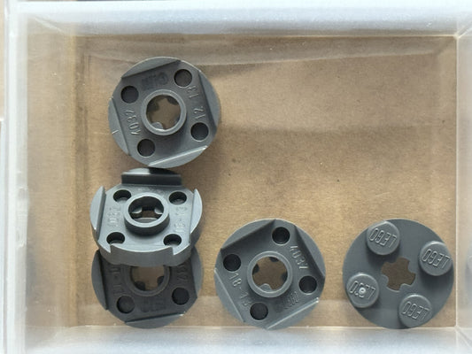 LEGO Parts - Dark Bluish Gray Plate, Round 2 x 2 Axle Hole - No 4032 - QTY 5