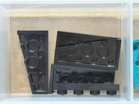 LEGO Parts - Black Wedge, Plate 4 x 2 Left - No 41770 - QTY 5