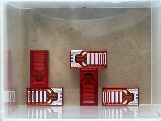 LEGO Parts - Trans-Red Tile 1 x 2 with Alien Robot Face - No 3069pb1323 - QTY 5