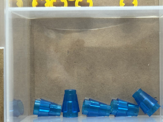LEGO Parts - Trans-Dark Blue Cone 1 x 1 with Top Groove - No 4589b - QTY 5
