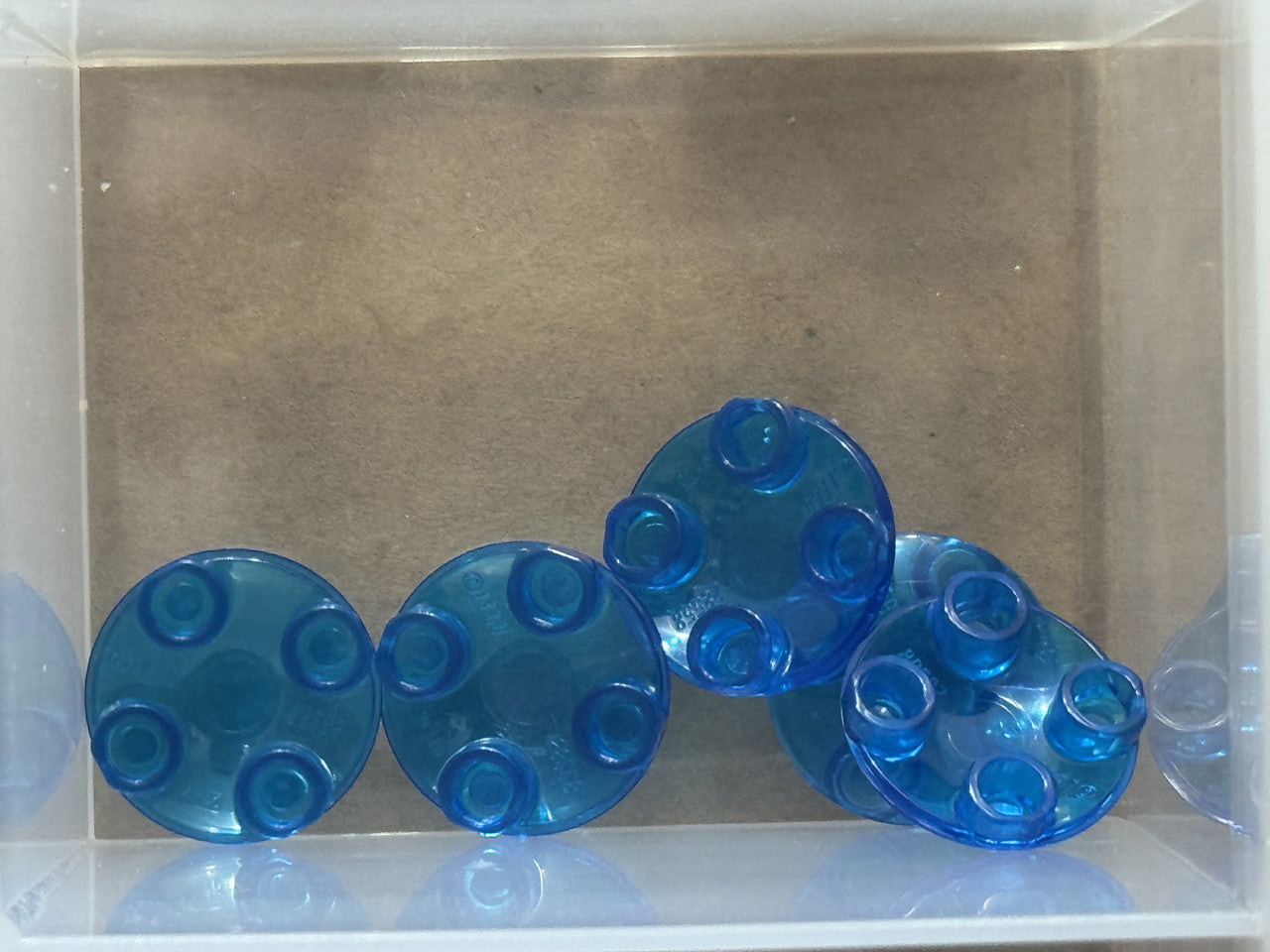 LEGO Parts - Trans-Dark Blue Plate, Round 2 x 2 (Boat Stud) - No 2654 - QTY 5