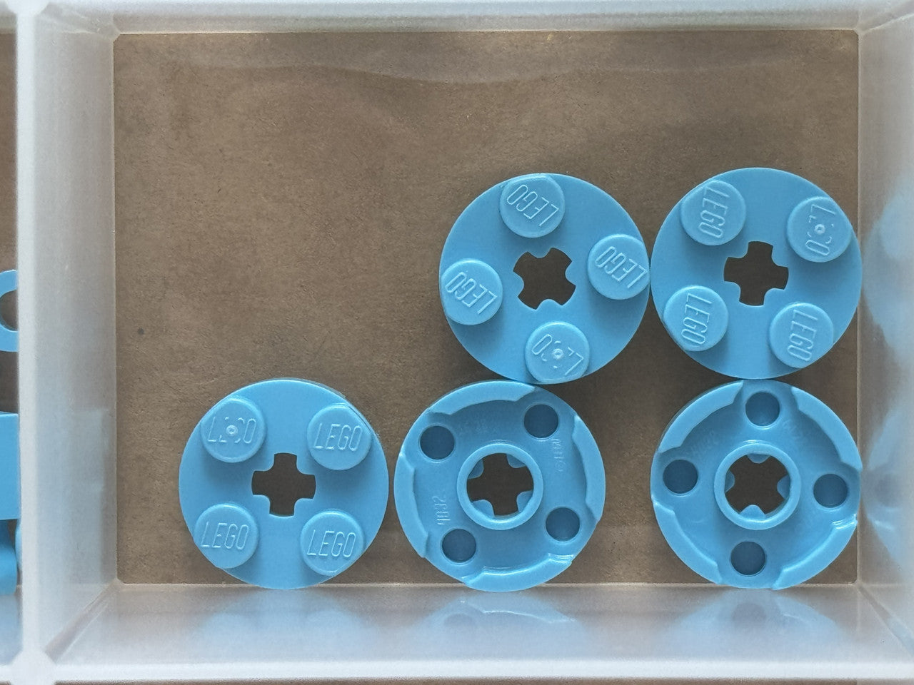 LEGO Parts - Medium Azure Plate, Round 2 x 2 with Axle Hole - No 4032 - QTY 5