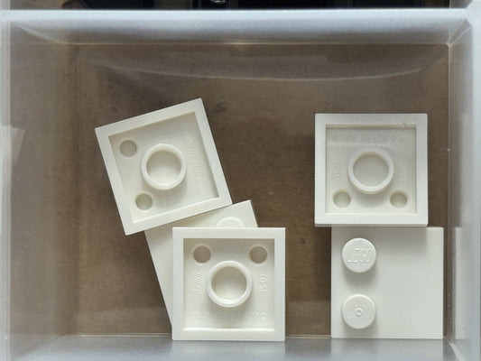 LEGO Parts - White Tile, Modified 2 x 2 with Studs on Edge - No 33909 - QTY 5