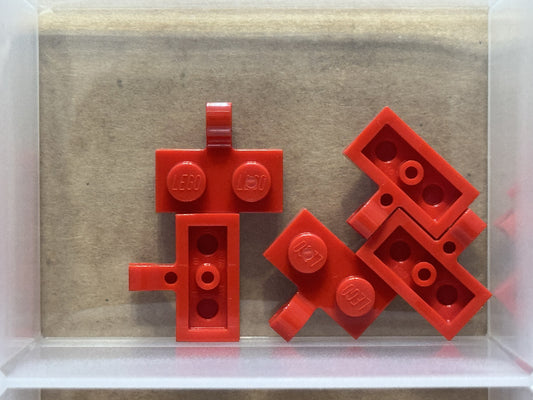 LEGO Parts - Red Plate 1 x 2 with Clip on Side - No 11476 - QTY 5