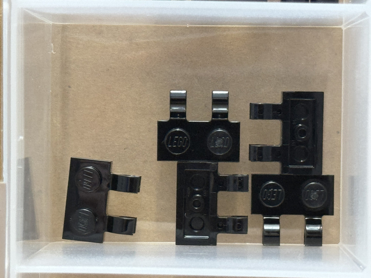 LEGO Parts - Black Plate 1 x 2 with 2 Open O Clips - No 60470b - QTY 5