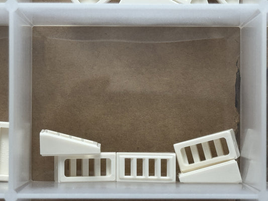LEGO Parts - White Slope 18 2 x 1 x 2/3 with Grille - No 61409 - QTY 5