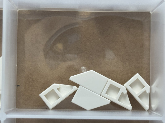 LEGO Parts - White Tile, Modified 1 x 2 Wedge Right - No 5092 - QTY 5