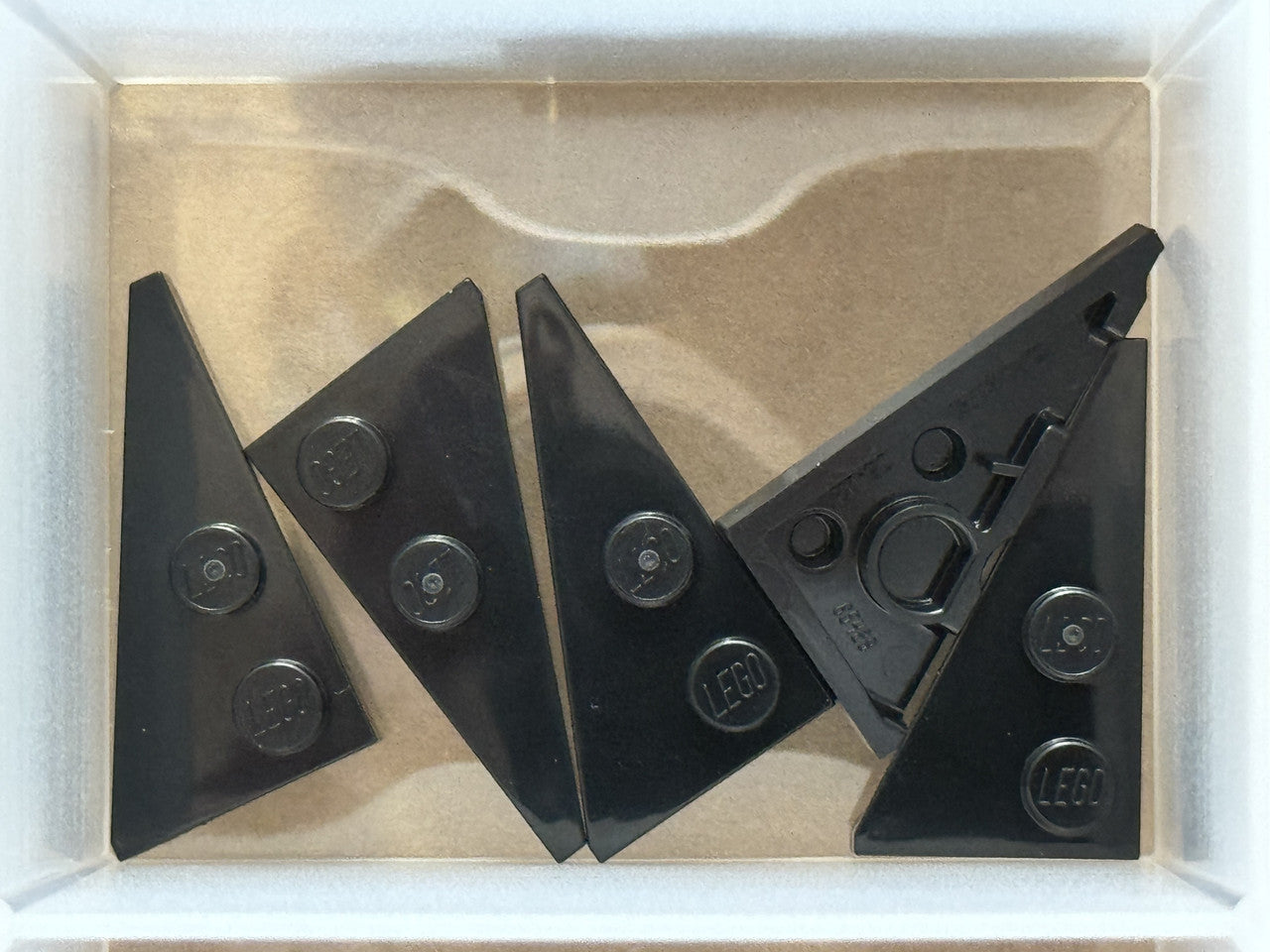 LEGO Parts - Black Wedge, Plate 4 x 2 Left, Pointed - No 65429 - QTY 5