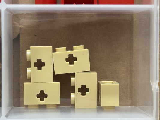 LEGO Parts - Tan Technic, Brick 1 x 2 with Axle Hole - No 32064 - QTY 5