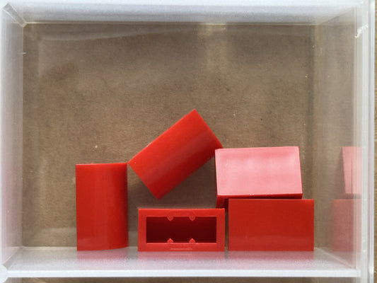 LEGO Parts - Red Slope, Curved 1 x 2 with Bottom Stud Holder - No 37352 - QTY 5