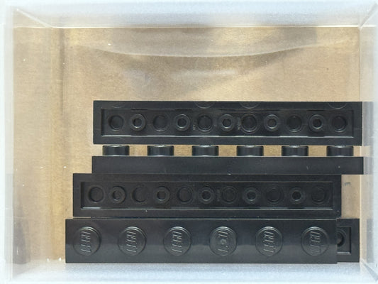 LEGO Parts - Black Plate 1 x 6 - No 3666 - QTY 5