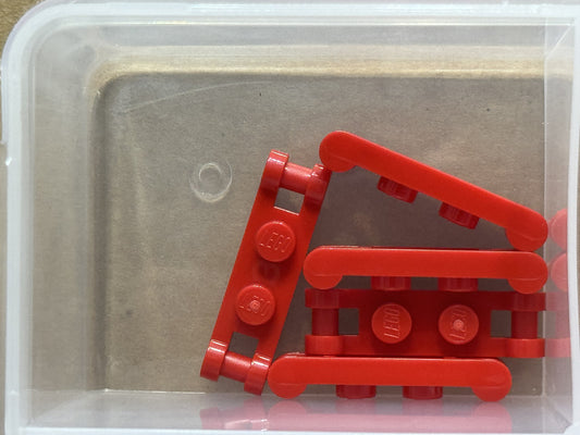 LEGO Parts - Red Plate 1 x 2 with Bar Handles on Ends - No 18649 - QTY 5