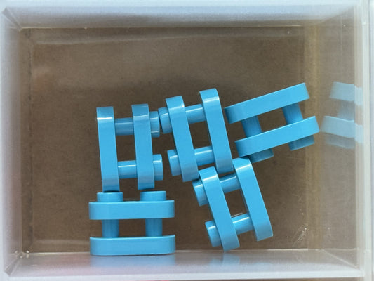 LEGO Parts - Medium Azure Brick, Round 1 x 2 Open Bars - No 77808 - QTY 5