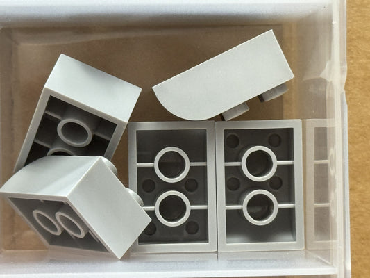 LEGO Parts - Light Bluish Gray Slope, Curved 3 x 2 4 Studs - No 6215 - QTY 5