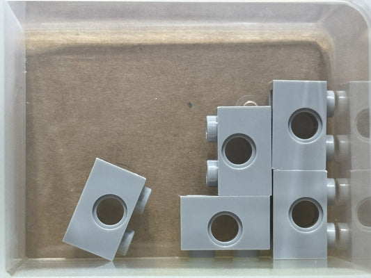 LEGO Parts - Light Bluish Gray Technic, Brick 1 x 2 with Hole - No 3700 - QTY 5