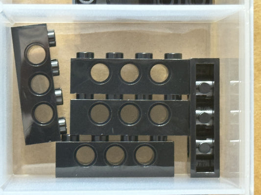 LEGO Parts - Black Technic, Brick 1 x 4 with Holes - No 3701 - QTY 5