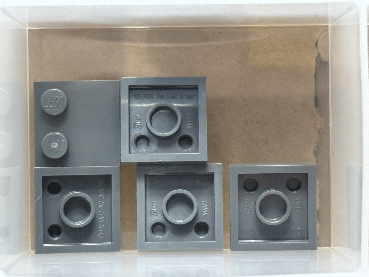 LEGO Parts - Dark Bluish Gray Tile 2 x 2 with Studs on Edge - No 33909 - QTY 5