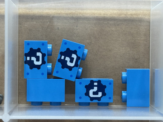 LEGO Parts - Dark Azure Brick 1 x 2 Question Mark - No 3004pb042 - QTY 5