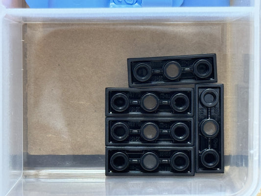 LEGO Parts - Black Tile, Modified 1 x 3 Inverted with Hole - No 35459 - QTY 5