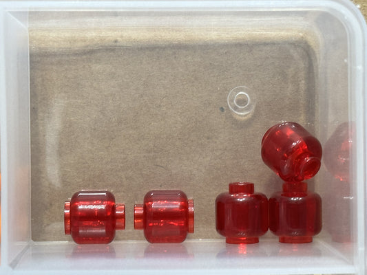 LEGO Parts - Trans-Red Minifigure, Head (Plain) - No 3626 - QTY 5