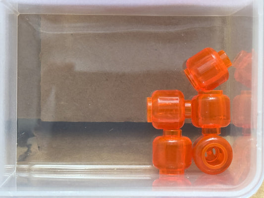 LEGO Parts - Trans-Neon Orange Minifigure, Head (Plain) - No 3626 - QTY 5