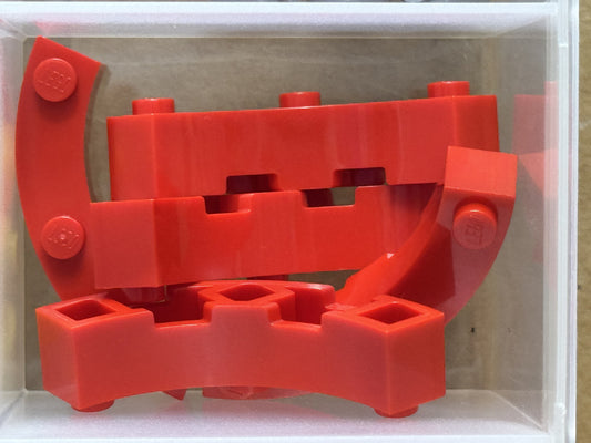 LEGO Parts - Red Brick, Round Corner 4 x 4 Macaroni 3 Studs - No 48092 - QTY 5