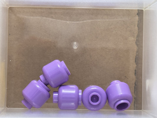 LEGO Parts - Medium Lavender Minifigure, Head (Plain) - No 3626 - QTY 5