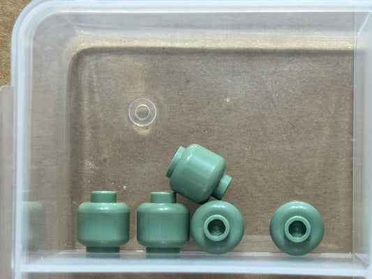 LEGO Parts - Sand Green Minifigure, Head (Plain) - No 3626 - QTY 5