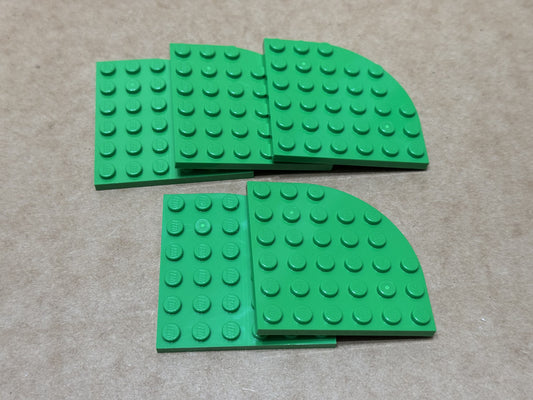 LEGO Parts - Bright Green Plate, Round Corner 6 x 6 - No 6003 - QTY 5