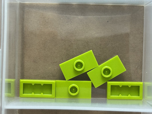LEGO Parts - Lime Plate 1 x 2 with 1 Stud (Jumper) - No 15573 - QTY 5