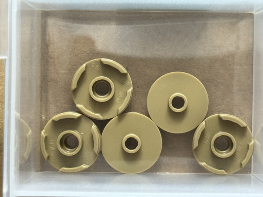 LEGO Parts - Dark Tan Tile, Round 2 x 2 with Open Stud - No 18674 - QTY 5