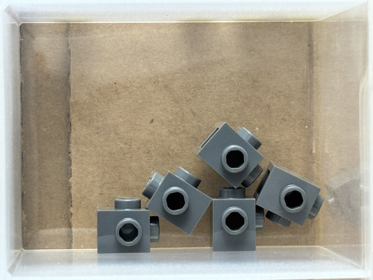LEGO Parts - Dark Bluish Gray Brick 1 x 1 2 Sides, Adjacent - No 26604 - QTY 5