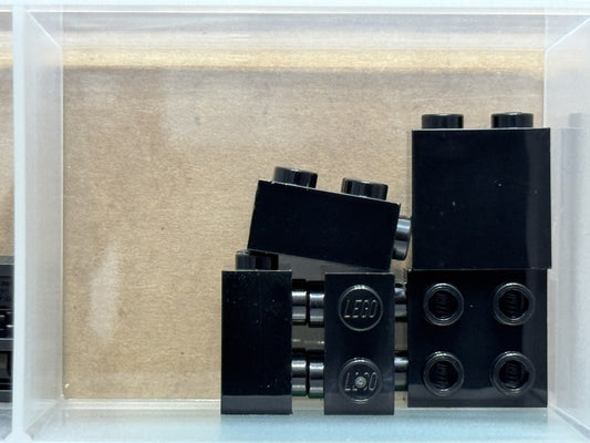 LEGO Parts - Black Brick 1 x 2 x 1 2/3 with Studs on Side - No 22885 - QTY 5