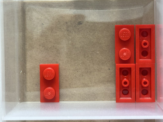 LEGO Parts - Red Plate 1 x 2 - No 3023 - QTY 5