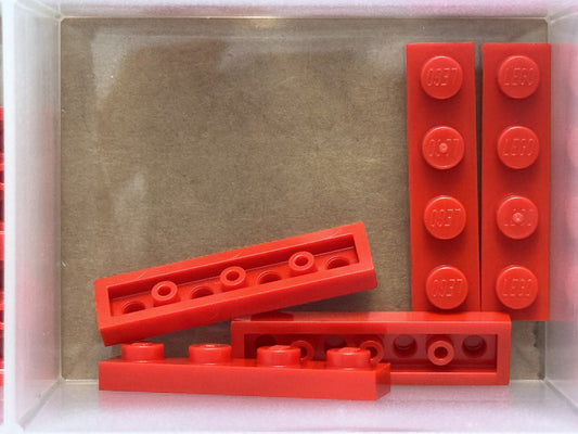 LEGO Parts - Red Plate 1 x 4 - No 3710 - QTY 5