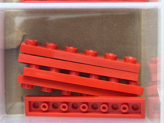 LEGO Parts - Red Plate 1 x 6 - No 3666 - QTY 5