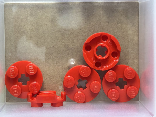 LEGO Parts - Red Plate, Round 2 x 2 with Axle Hole - No 4032 - QTY 5
