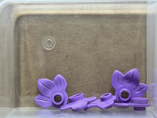 LEGO Parts - Medium Lavender Plant Plate Round 1 x 1 3 Leaves - No 32607 - QTY 5