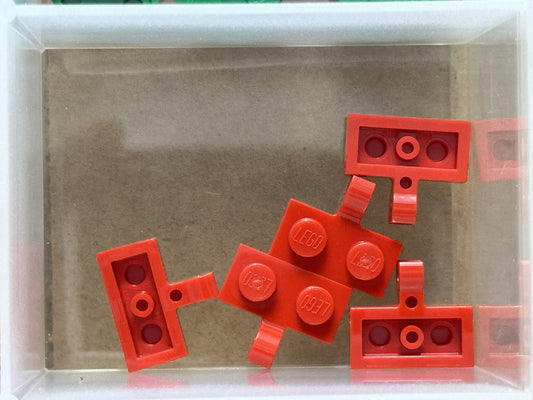 LEGO Parts - Red Plate 1 x 2 with Clip on Side - No 11476 - QTY 5