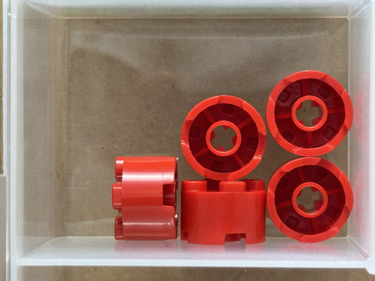 LEGO Parts - Red Brick, Round 2 x 2 with Axle Hole - No 3941 - QTY 5