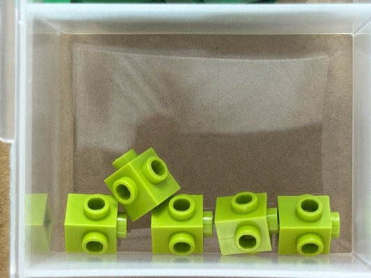 LEGO Parts - Lime Brick, Modified 1 x 1 with Studs on 4 Sides - No 4733 - QTY 5