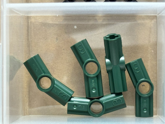 LEGO Parts - Dark Green Technic, Axle Pin Connector Angled #3 - No 32016 - QTY 5